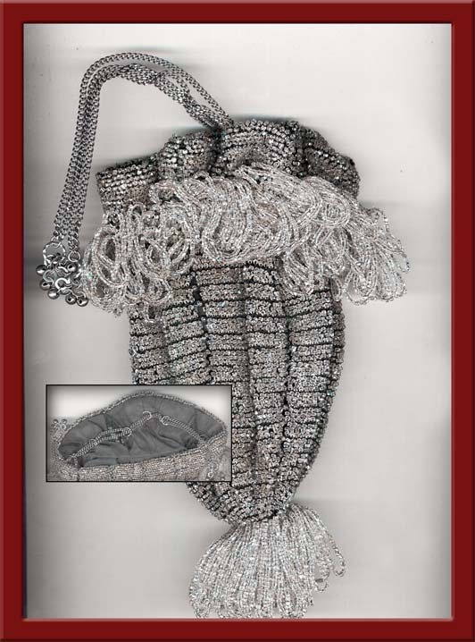 HBVN701 Vintage drawstring beaded purse 1920s