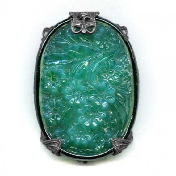 Edwardian style stamped sterling silver plated filigree component. Great for wrapping stones. 50x25mm. Pkg. of 1. 