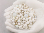 Vintage glass bead mix of white and opal color beads from Europe, Japan and beyond.  5 oz box. marshmallow