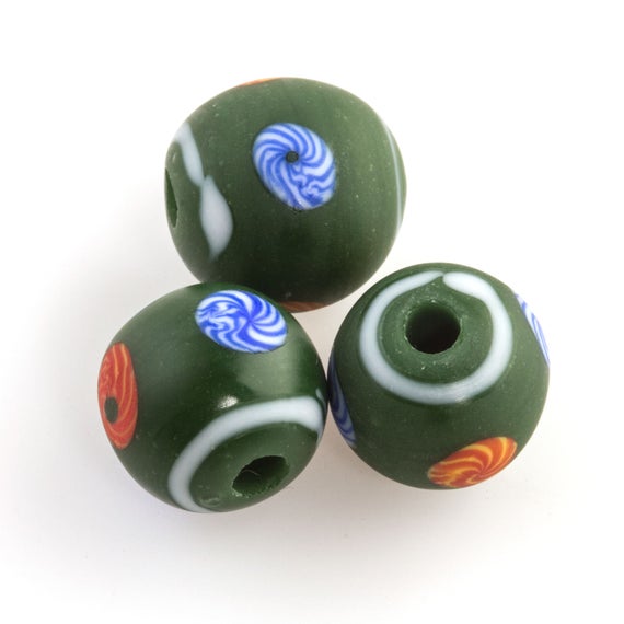 Lampwork glass beads, handmade from Java.  13mm.  Package of 6.