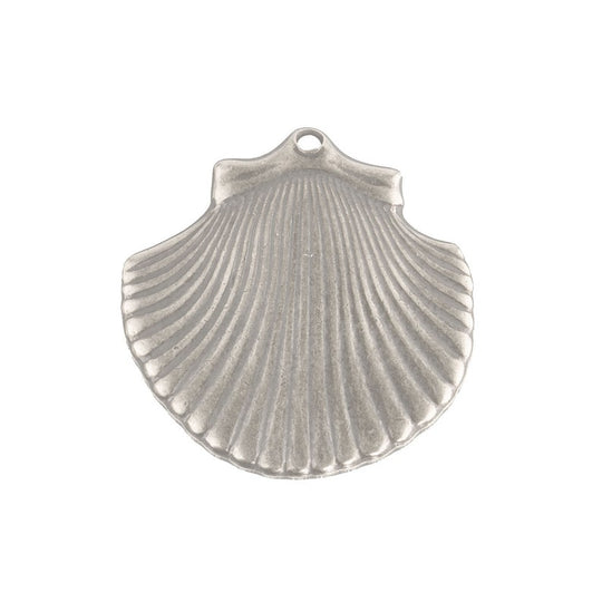 Silver plated brass seashell charms. 15x17mm. 4 pcs. B9-2159s