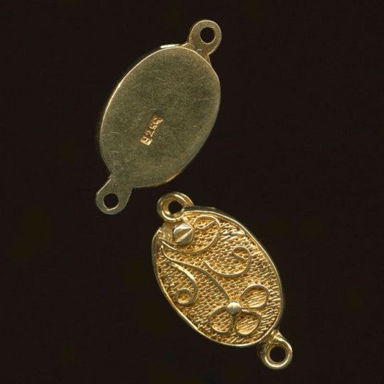 Sterling silver vermeil (goldwash) filigree clasp 12x9mm. Pkg of 1. b8-0203