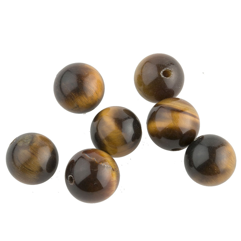 Tiger Eye Agate round 10mm beads. Vintage 1970s excellent quality. 16 inch strand. b4-tig200-5