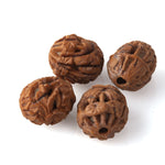 Vintage Chinese carved nut beads. Intricate foliar carvings   12-15mm. Pkg1.