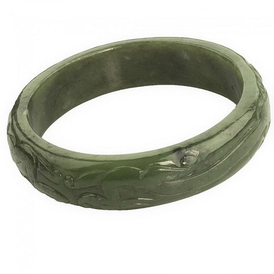 Vintage bangel bracelet, carved nephrite jade. j-brja836
