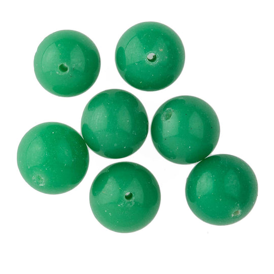 Vintage Japanese Jade Green Glass Rounds. 11mm. Pkg of 10. B11-GR-0560(e)