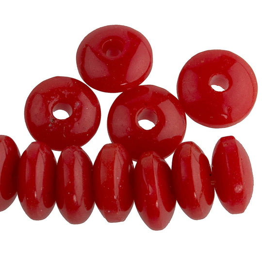 Vintage Czech red rondelles. 9mm. Pkg of 25. b11-rd-0757(e)