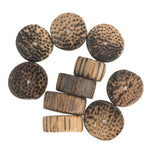 Palmwood flat round disks. 14x8mm average size. Pkg of 10. 