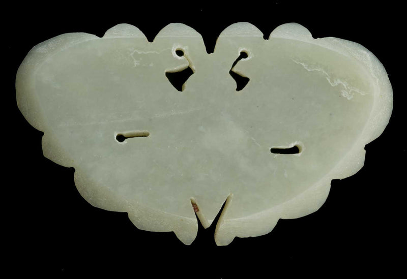 Vintage hand carved nephrite jade moth plaque. 48x25mm avg. size. 
