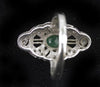 Vintage estate transitional 14k white gold filigree, emerald and diamond ring c. 1920