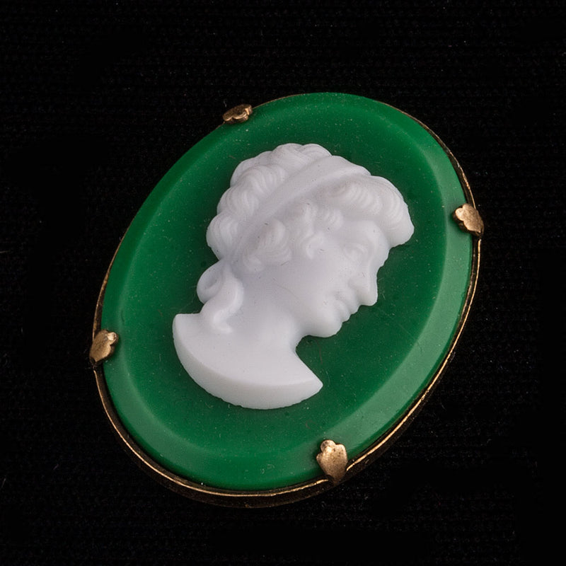 Vintage German glass cameo. 36x24mm. Pkg of 1.