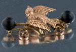Victorian rolled rose gold overlay mourning pin with vulcanite