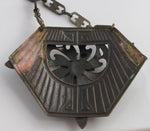 Arts and Crafts polished brass pendant necklace.