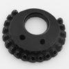 Jet Black Glass Scalloped Ring, rhinestone settings.  France. Pkg 2. b11-bw-1022