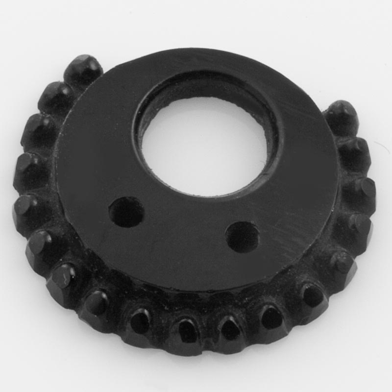 Jet Black Glass Scalloped Ring, rhinestone settings.  France. Pkg 2. b11-bw-1022