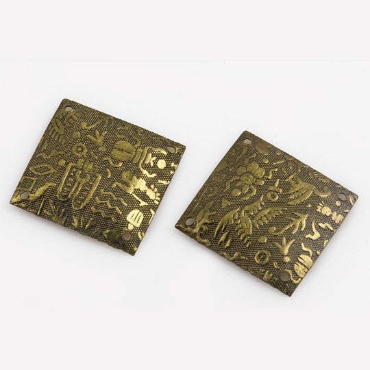 Vintage stamped brass dapped square connector 18mm Pkg of 10. b9-1026(e)