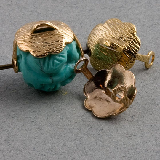 Brass up-eye bead cap and bail component. 12x10mm Pkg of 10. b9-1038