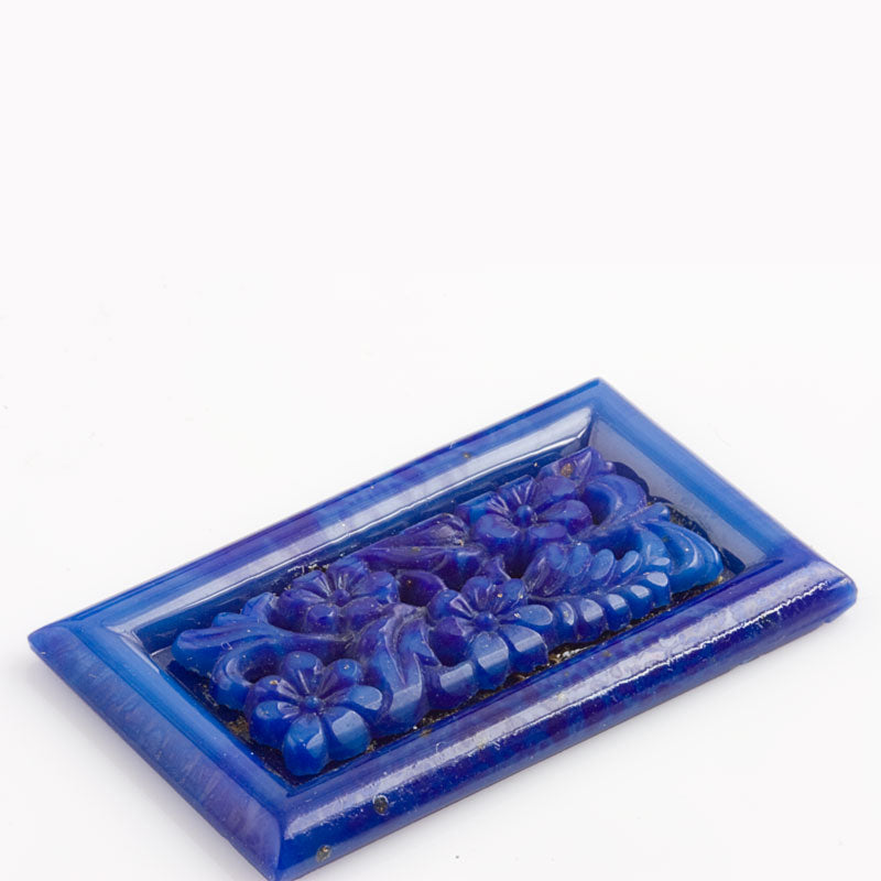 1920s Gablonz molded glass floral pierced glass in matching glass setting 42x25mm pkg of 1. 