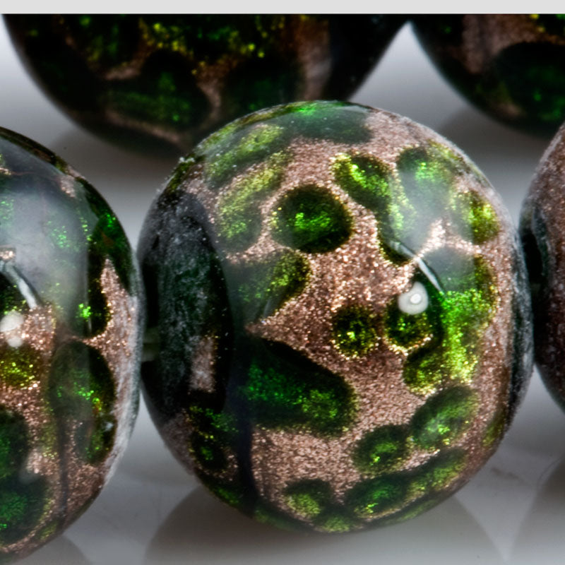Vintage Japanese Green lampwork made for Coro, 12mm, sold individually. 