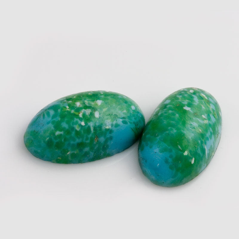 Vintage mottled glass domed oval flat back cabochon, Japan. 24x14mm Pkg of 1.