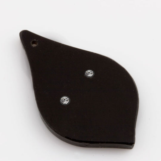 Vintage Art Deco rare flat molded glass teardrop with 2 holes for rhinestones, 1920s France 32x20mm, Pkg of 2. b11-bw-1047