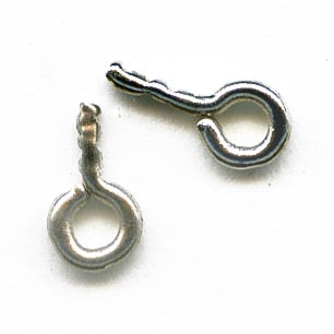 Bail and pin for 1 hole bead, silver metal. Pkg. of 10. b9-0970