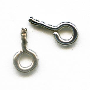 Bail and pin for 1 hole bead, silver metal. Pkg. of 10.