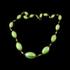 Vintage molded Green Satin glass necklace, 1920s, 17 in., Czechoslovakia 