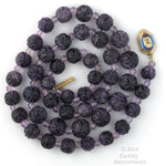 Vintage deep carved purple amethyst bead necklace Chinese