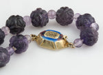 Vintage deep carved purple amethyst bead necklace Chinese