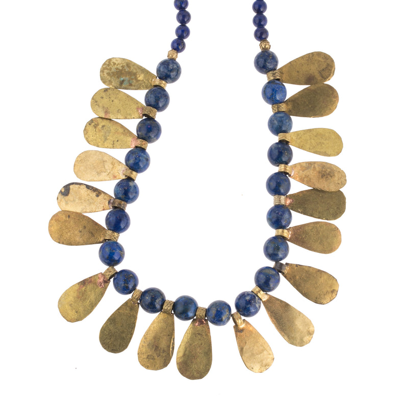 Alternating Dainty Lapis Pearl and Gold Bead Necklace – Meira T Boutique