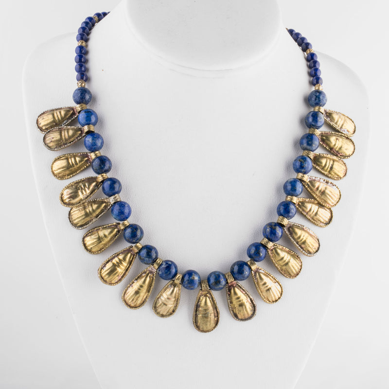 Ancient Sumerian Reproduction Necklace, Lapis Lazuli, Ethiopian scarabs