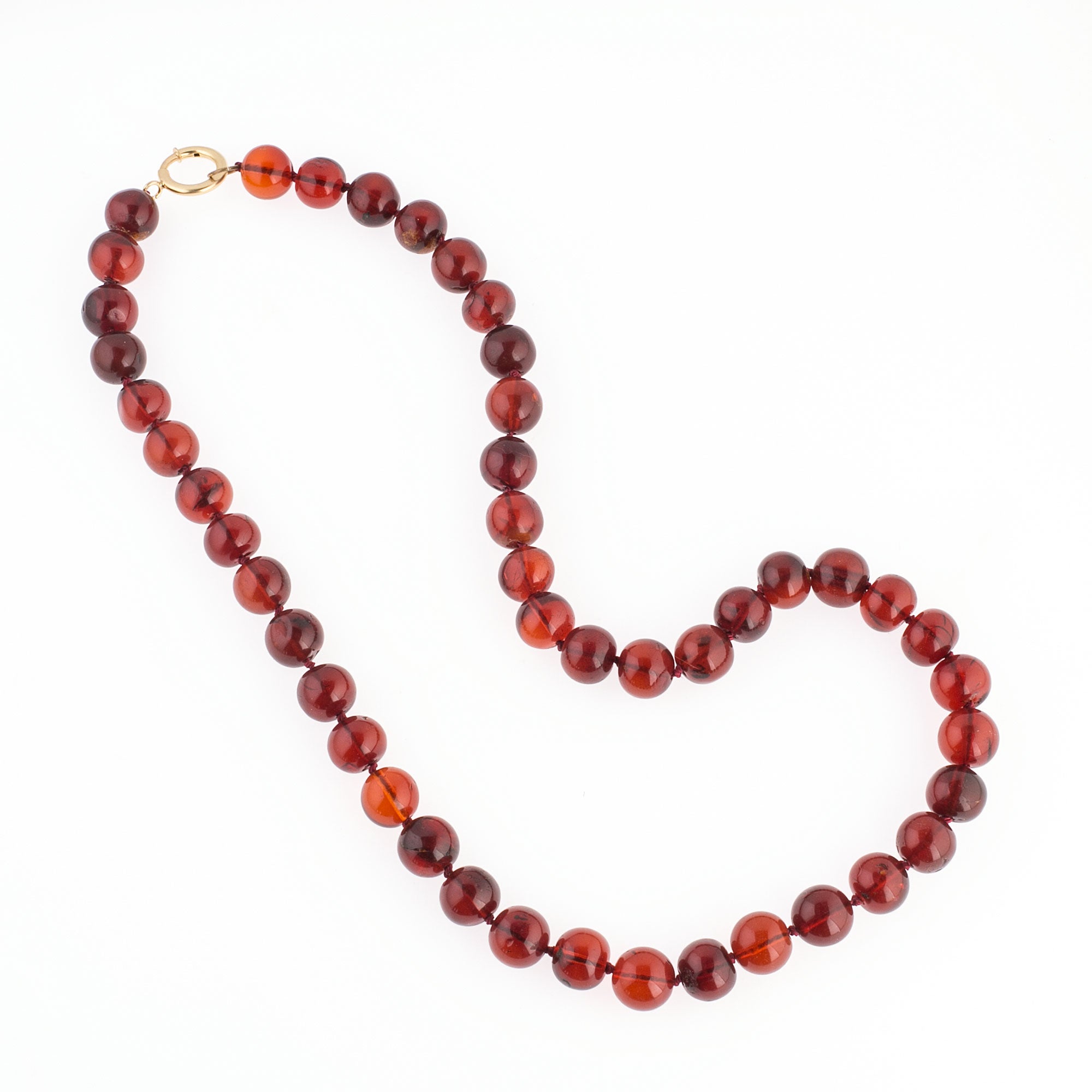 Antique large graduated cherry amber faceted bead necklace