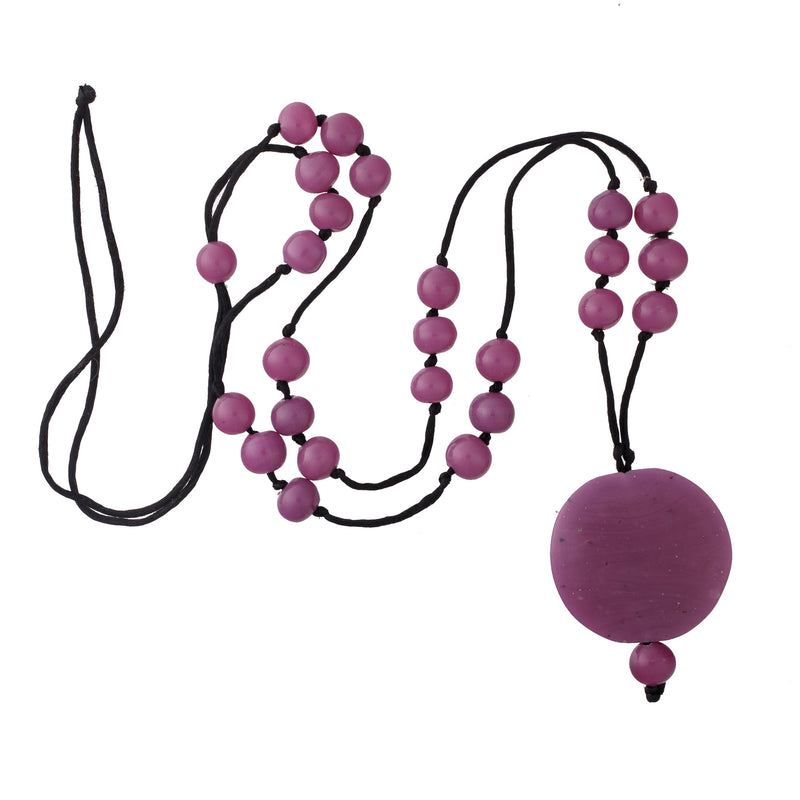 Necklace of rare antique Chinese Peking glass beads in an opaque plum color