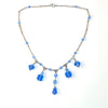 Art Deco faceted blue glass bead drop necklace. 1930s.