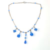 Art Deco faceted blue glass bead drop necklace. 1930s.
