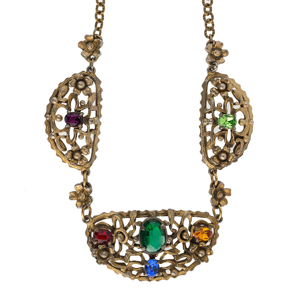 Czech green uranium vaseline glass necklace - kikulu vintage costume  jewellery and handmade jewellery