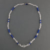 Vintage dark blue and sparkling cut crystal glass necklace