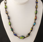 Vintage Venetian Murano Millefiori glass bead necklace. 33 inches