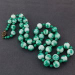 Necklace Chinese jade-green & milky white glass beads,1940s to 1950s.  31.5" long