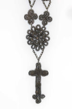 Silesian wirework medallion and cross necklace, early 19th century