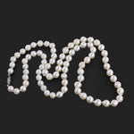 Vintage Japanese Akoya semi-baroque pearl estate necklace 7mm beads 24 inches