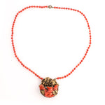 Antique Victorian / Edwardian red Mediterranean coral pendant bead necklace, 19.5 inches.