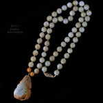 Vintage estate Burmese natural jadeite pendant and bead necklace in an array of earth tones