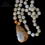 Vintage estate Burmese natural jadeite pendant and bead necklace in an array of earth tones