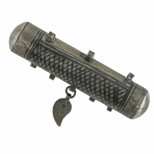 Antique Ottoman silver niello Islamic prayer box amulet. pdet136