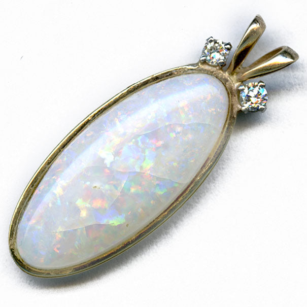 Opal & diamond pendant
