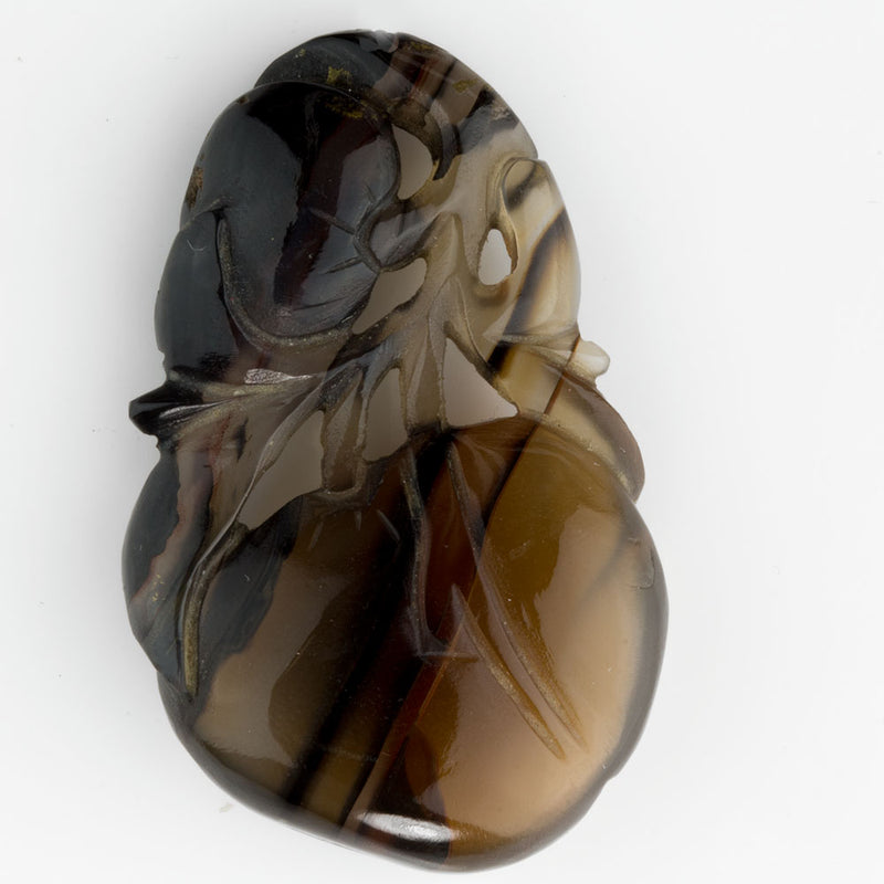 Antique high quality, hand carved translucent banded agate pendant.