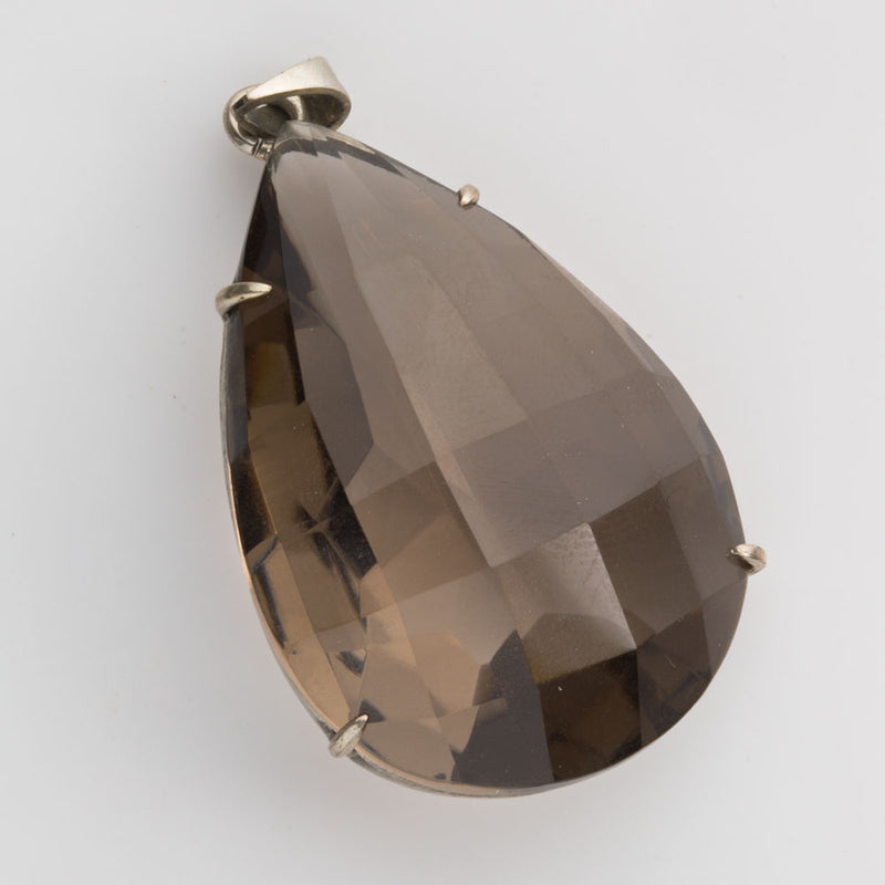 Vintage smokey quartz and sterling silver pendant