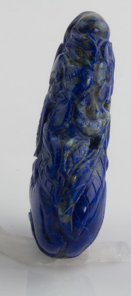Antique carved lapis lazuli pendant-pumpkins and foliage.